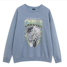 New Disney original Cruella pathwork studs Unisex fleece pullover sweatshirt