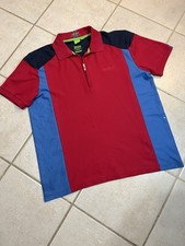 Hugo Boss Polo Shirt Mens Short Sleeve Red Blue With Black Sz XL