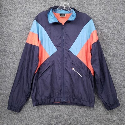 VINTAGE Champion Jacket Mens M Medium Blue Full Zip Colorblock