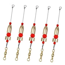 Fishing Carolina Ready Rigs with Worm Weights and Fishing Beads 5pcs-1oz Brass