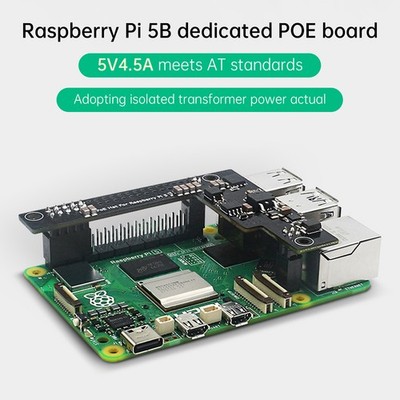 Raspberry Pi5 Dedicated POE Expansion Board 5V 4.5A Isolated Module Radiator