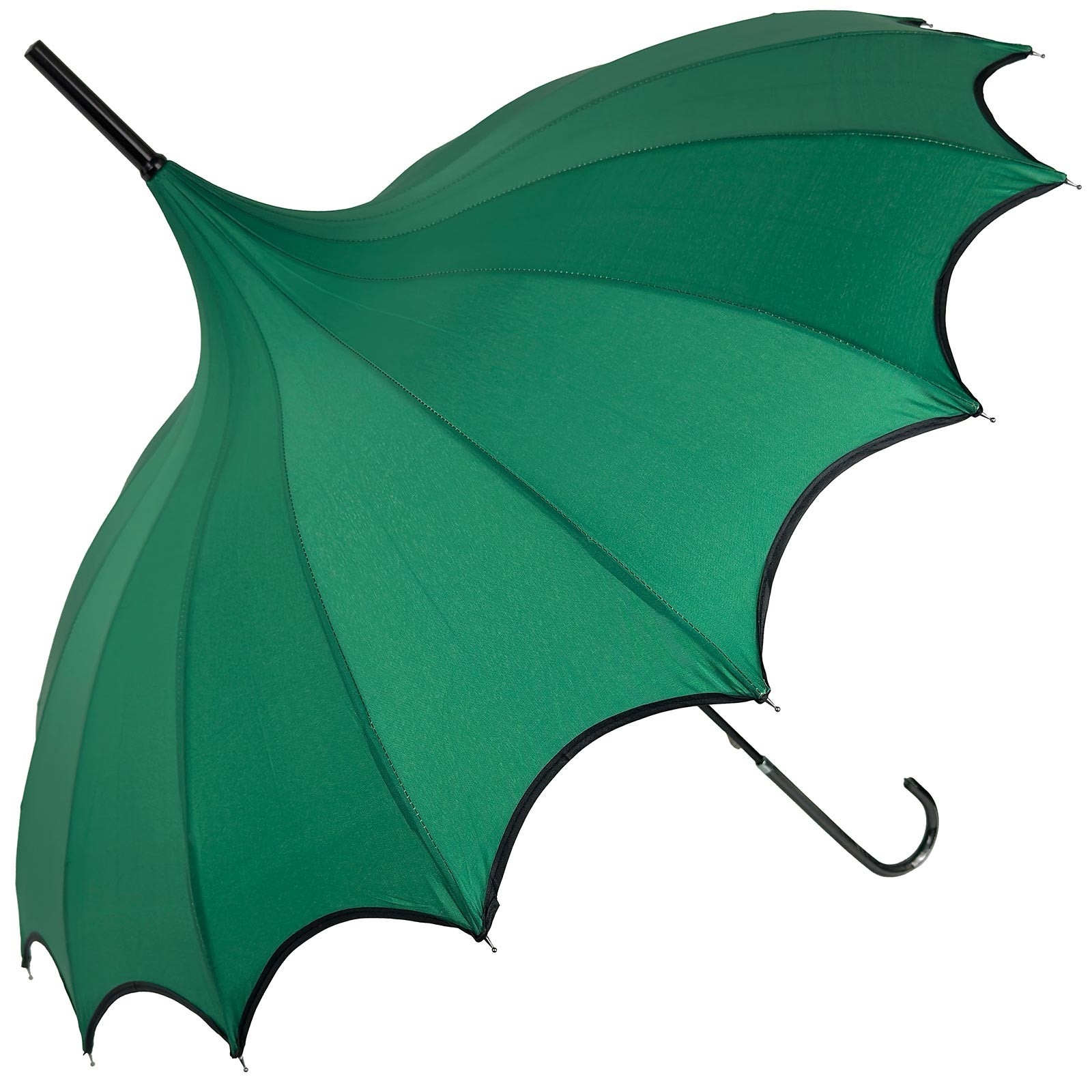 Boutique Scalloped Pagoda Umbrella - Emerald Green