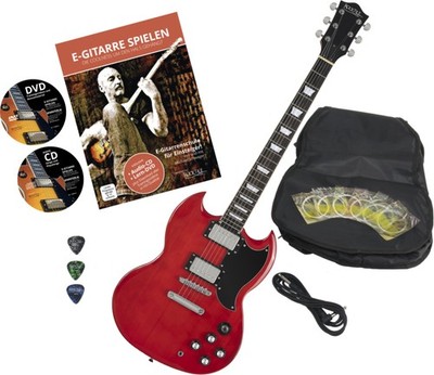 Top Rot E-Gitarre mit großem Zubehörset ideal für Einsteiger in die Musik