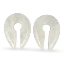 Pair of Clear Quartz Stone Keyhole Ear Weights (STN-704) set ear gauges