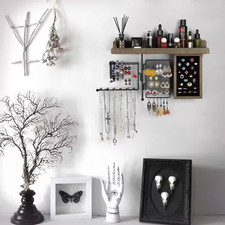 Weathered Grey 16.5 In. X 11 In. Wood Rustic Wall Mount Jewelry Organizer