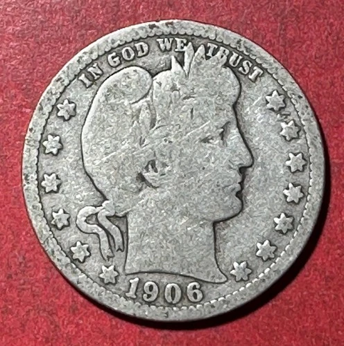 1906O US Barber SILVER Quarter "New Orleans" Mint! Good! Old US Coin!