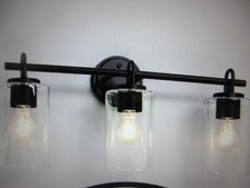 LNC Modern Black Bathroom Vanity Light with Clear Glass Shades 22 in. 3-light