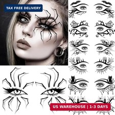 7 Sheets Halloween Eye Shadow Temporary Tattoos For Women Men Kids Adults, Hallo