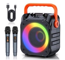 Karaoke Machine with 2 Wireless Microphones, Portable Bluetooth Karaoke Speaker