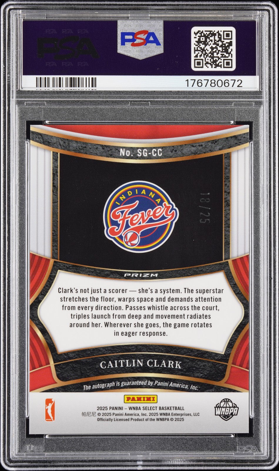 2025 PANINI SELECT WNBA SIGNATURES TIE-DYE CAITLIN CLARK 18/25 PSA 10 AUTO 10 view 2