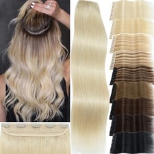 Thick One Piece Weft Clip in Russian Remy Human Hair Extensions 3/4 Full Head