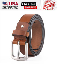 Leather Men's Belts Full Grain Genuine Casual Dress Jeans Belts for Men