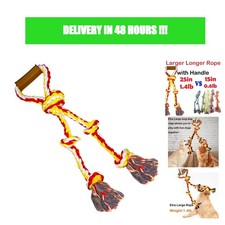 Extra Large Dog Rope Toy Cotton Chew Tug Handle Heavy Duty 24 in