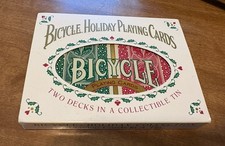 Vintage NOS 2 Deck Bicycle Playing Cards made in USA Comes In Christmas Tin