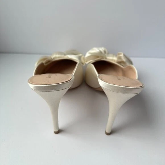 Kate Spade Sheela атласный люкс слоновой кости бант SIze 9,5 каблук на шпильке свадебный новый в коробке - Изображение 4 из 4