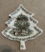 Johnson Brothers Merry Christmas 3-Part Relish Tree Shape Transferware (14 x 12)