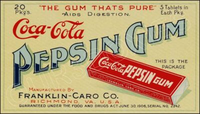 1912 Coca-Cola Gum Store Counter Standup Sign Coke Pepsin Reprint