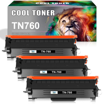 3PK TN760 Toner Compatible With Brother TN730 MFC-L2710DW HL-L2395DW DCP-L2550DW