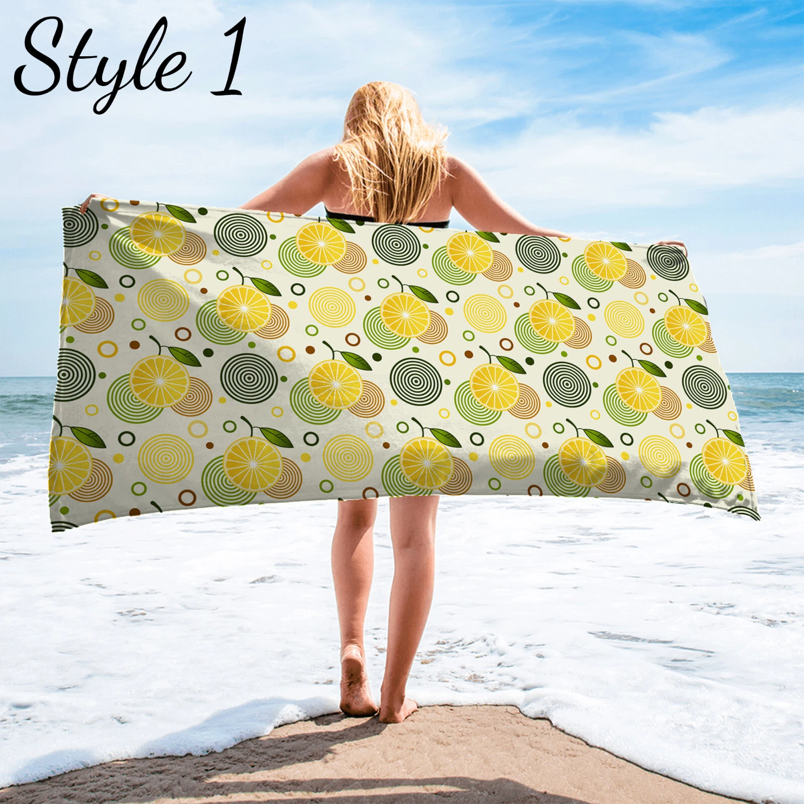 Citrus Fruit Beach Towel #1, Summer Lemon Lime Orange Pool Towel