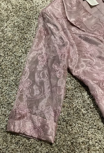 R&M Richards Women Suit Pant 2 Piece Size 10 Embroidered Wide Legs Sequined - Picture 9 of 12
