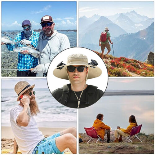 Wide Brim Solar Fan Outdoor Fishing Hat Sunscreen Sun Hat with Tow Fan 2025 Hot - Picture 10 of 18