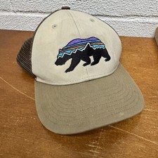 Patagonia Mesh Snapback Cap Fitz Roy Mountain Bear Outdoor Trucker Hat Brown