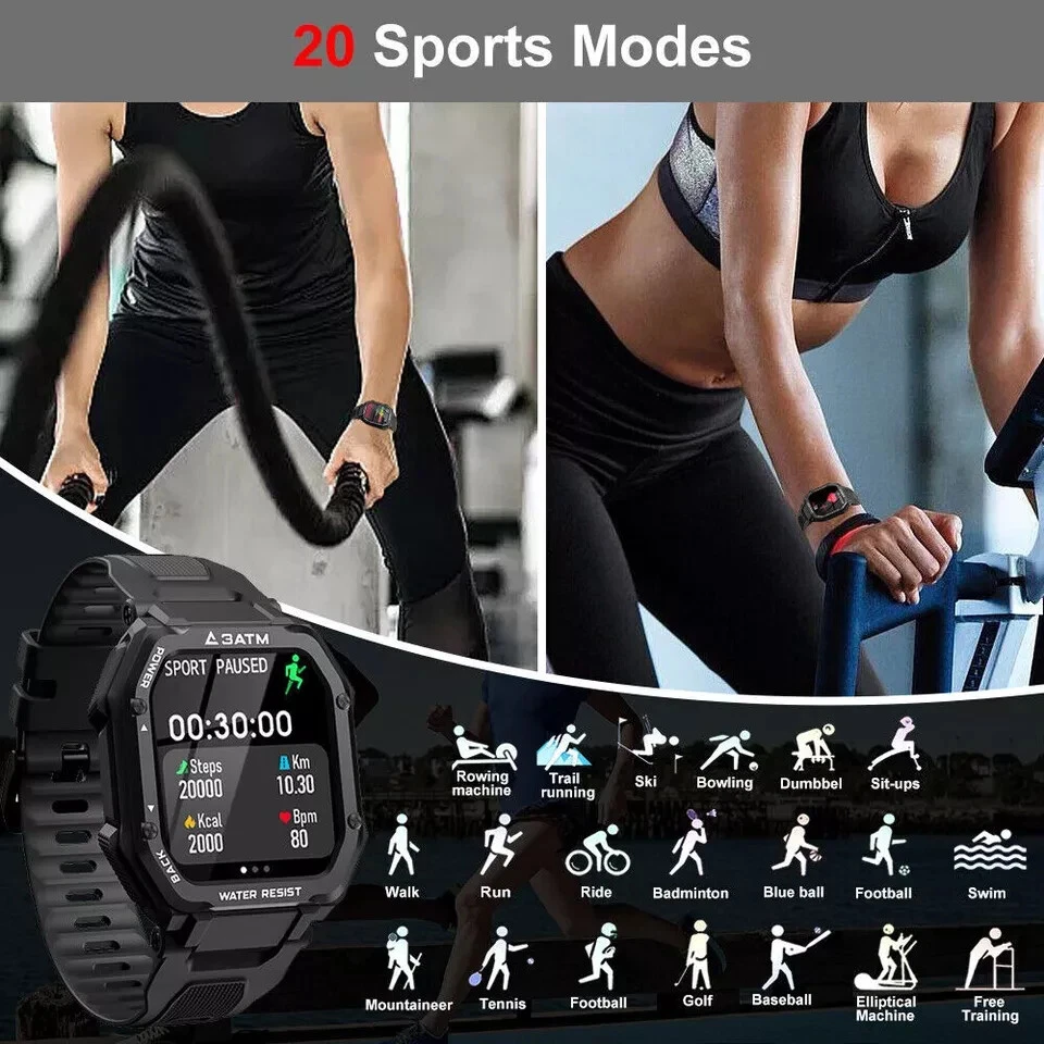 2025 Military Smart Watch Men Women Bluetooth Call Fitness Tracker Waterproof - Image 4 of 4