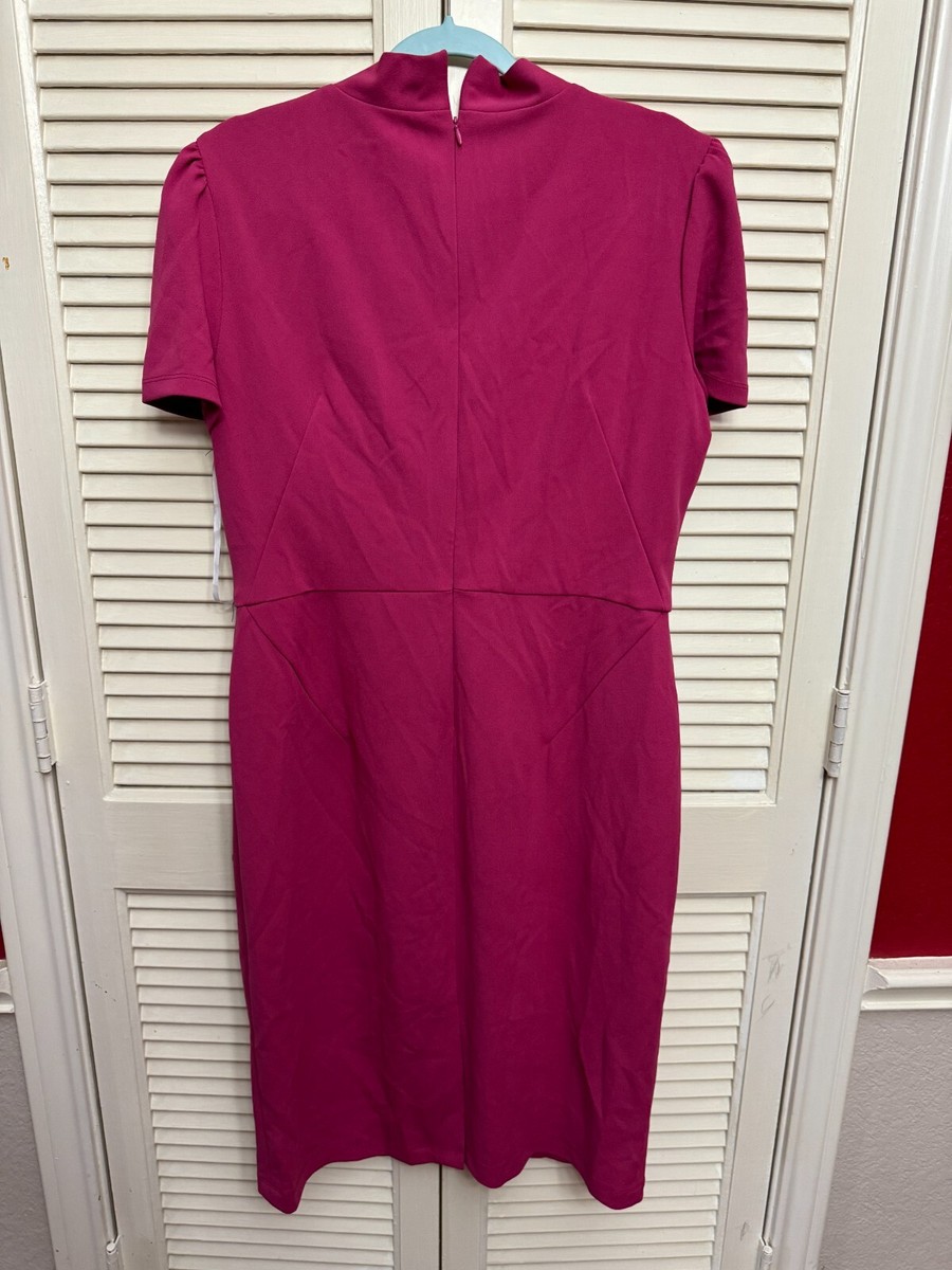 Maggy London Tie Neck Puff Sleeve Scuba Crepe Dress Size 16