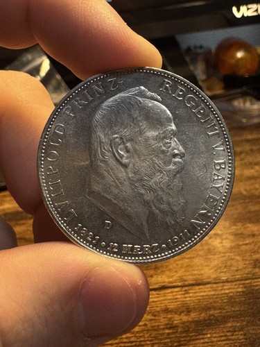 1911 D Bavaria 5 Mark Prince Regent Lutipold Uncirculated - Picture 7 of 11