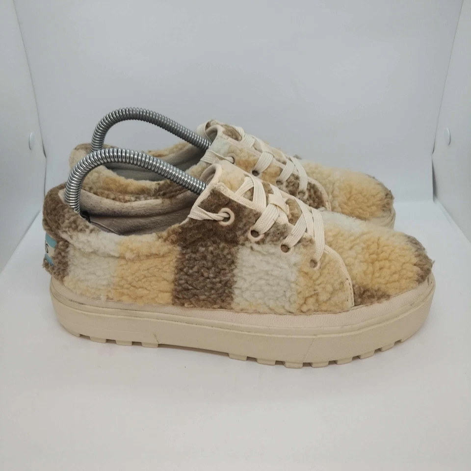 Zapatos de plataforma de piel con cordones Toms Alpargata para mujer talla 8,5 marrón beige Foto 2 de 4