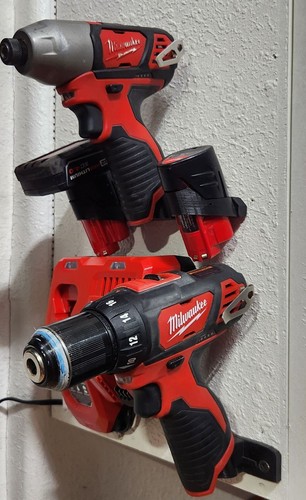 LATCHING Milwaukee M18 M12 Battery Holder/Tool Wall Under Shelf Mount Made in US - Picture 45 of 46
