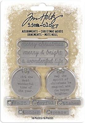 Tim Holtz IDEA-OLOG Christmas Words charms, sticks and bands