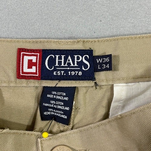 Chaps Herren Hose 36 x 34 hellbraun Chino gerades Bein hoher Bund Cargo Taschen Freizeit - Bild 2 von 17