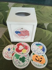 wooden tissue box cover - 12 different month/holiday themed