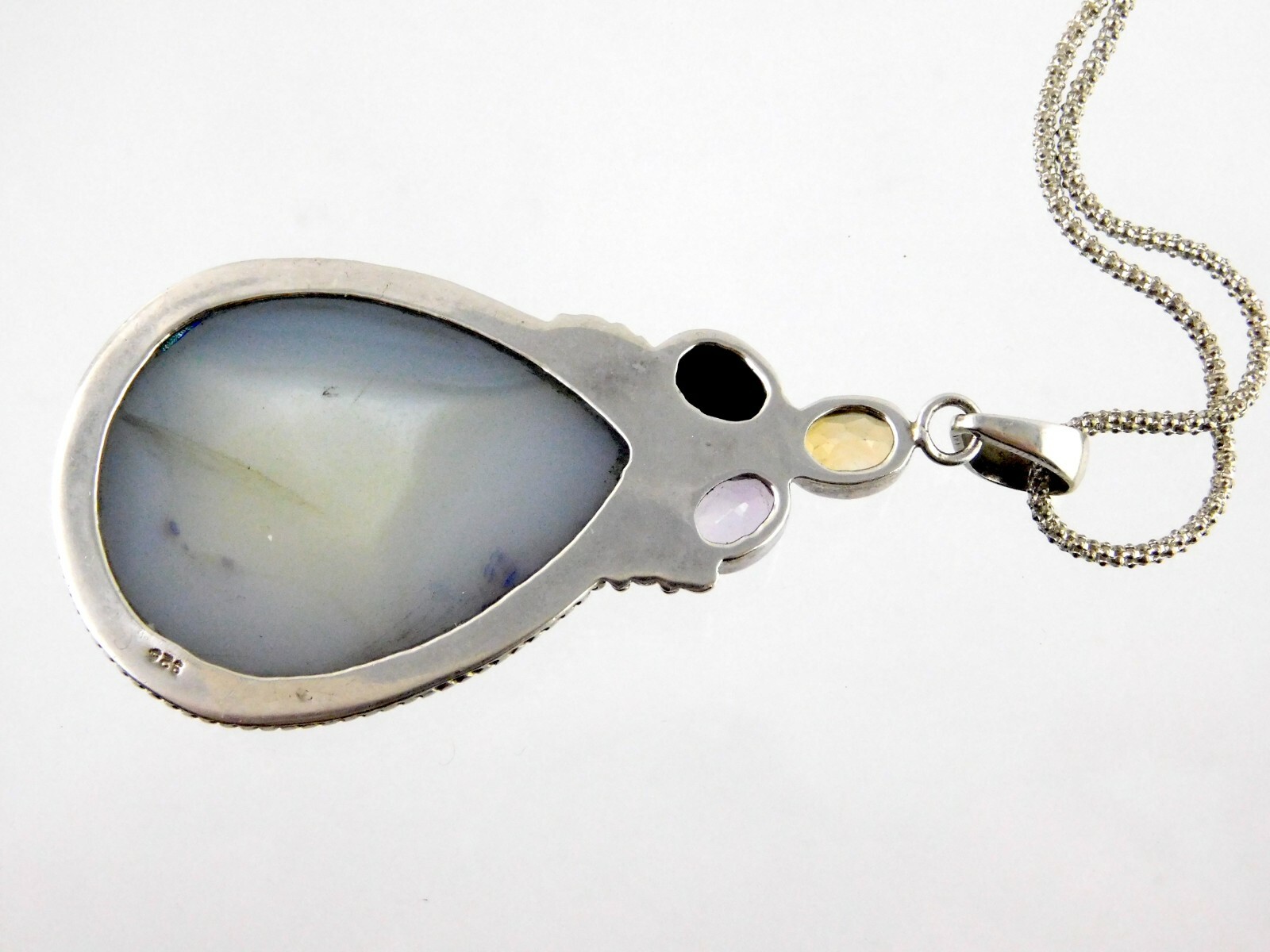 Sterling Silver Statement Druzy Stone Pendant Nec… - image 6