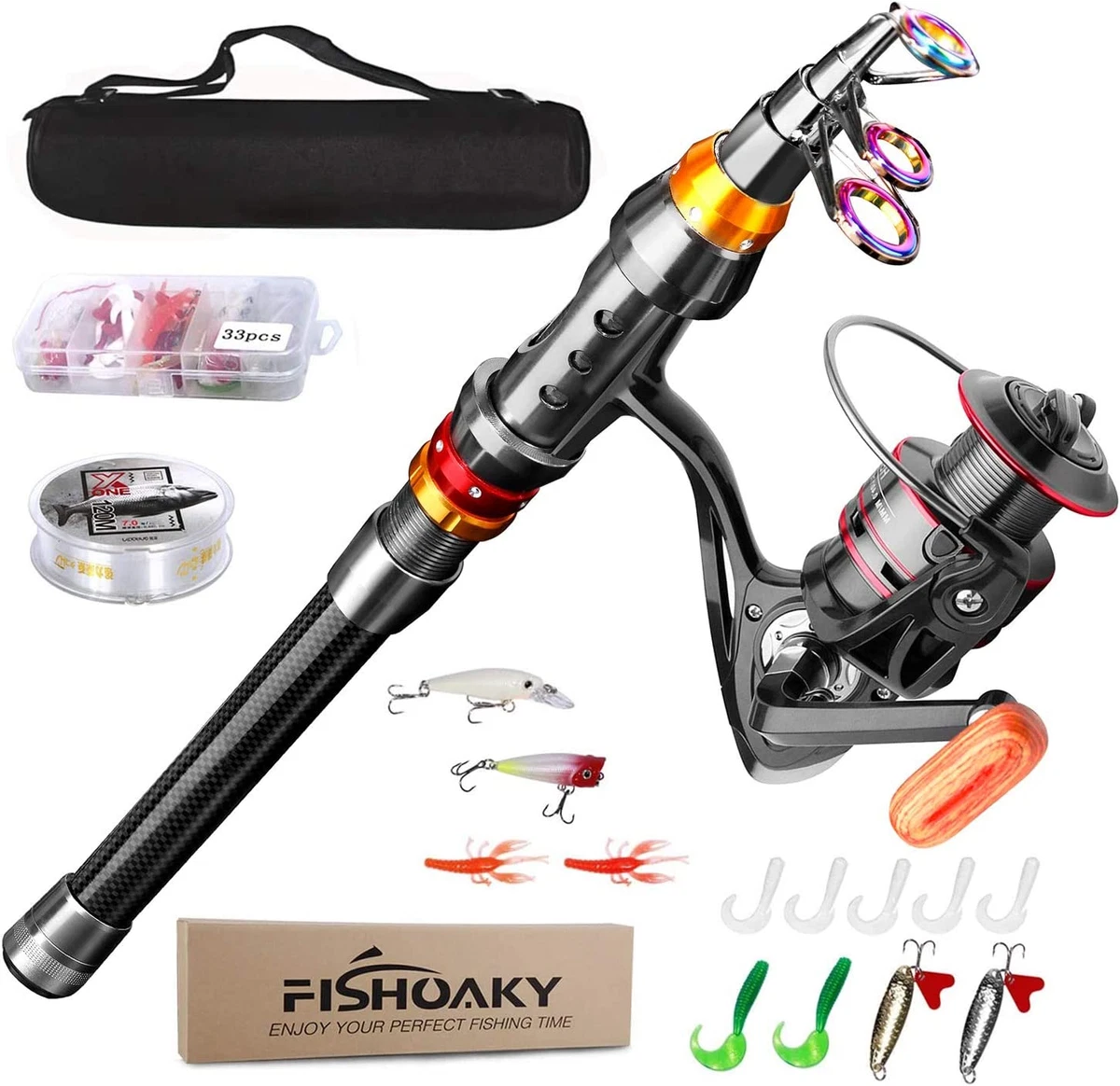 Canna Da Pesca In Fibra Di Carbonio 4 Sezioni: Pieghevole Per Viaggi, Lunghezza 2.1m, Azione ML, Per Spigola E Acqua Dolce