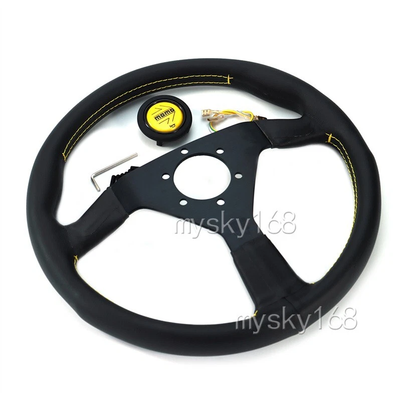 MOMO Doodle Style Flat bracket Sport Racing leather Steering Wheel 14' 340mm - Image 4 of 4