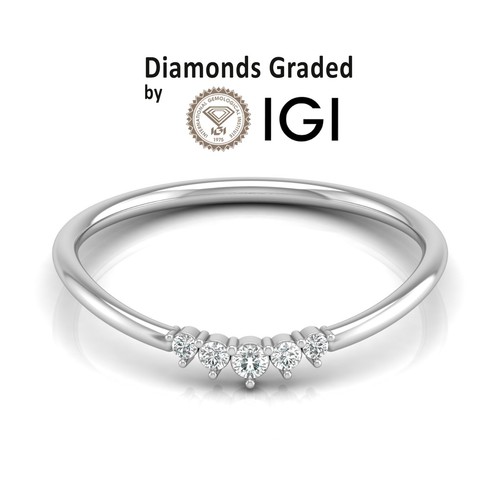 Diamond Chevron Ring 14K White Gold IGI Certified 0.06Ct Lab Grown V-Shape VS1/G