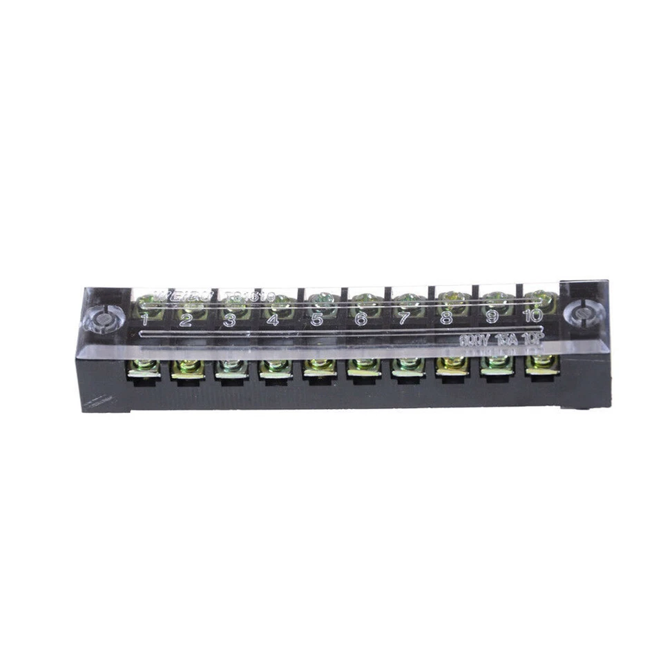 10 Position 600V 15A Wire Barrier Dual Row Screw Terminal Panel Block TB-1510L - Image 3 of 4