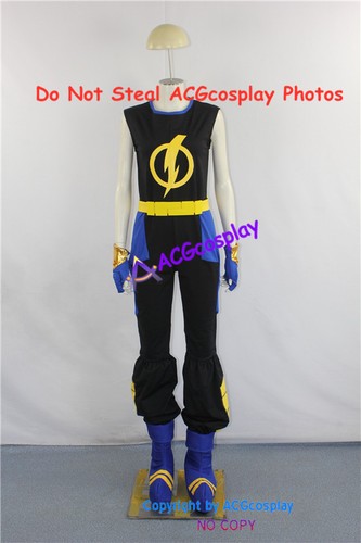 Dc Static Shock Static Cosplay Costume include boots covers and mask acgcosplay - Picture 5 of 6