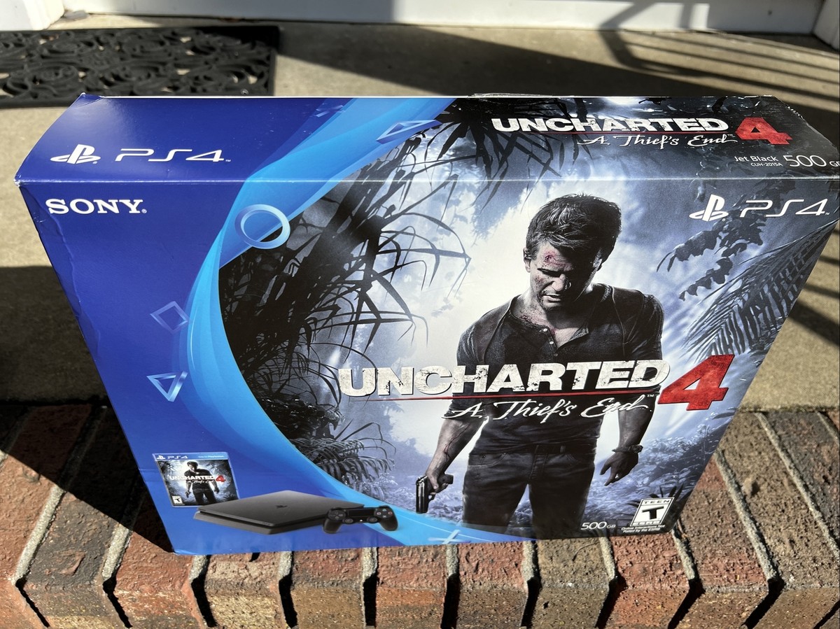 Sony PlayStation 4 Slim 500GB Console with Uncharted 4 Black New