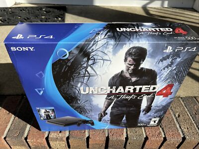 Sony PlayStation 4 Slim 500GB Console with Uncharted 4 Black New Sealed
