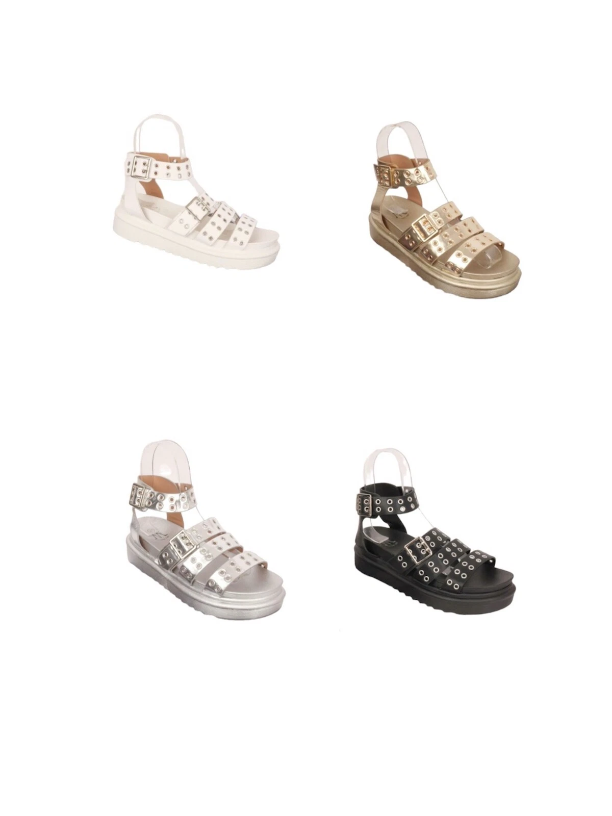 GIRLS LADIES SUMMER CHUNKY STUDDED STRAPS SANDAL WITH BUCKLE