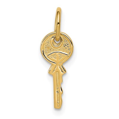 Echt 14kt Gelbgold poliert 3D abgerundet Top Schlüssel Charm