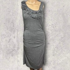Anthropologie Weston Wear Grey Ruffle Floral Minimalist Dress Size Small USA S