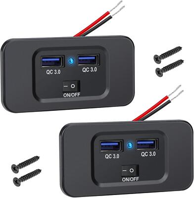 USB Ladepanel, Dual QC3.0 USB A Schnellladesteckdose Steckdose mit Ein/Aus für