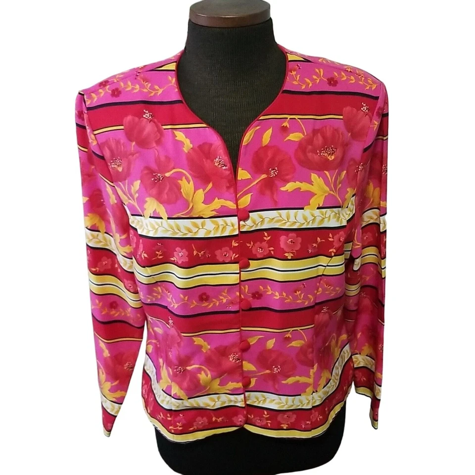 SAG HARBOR Pink Multicolored Jacket size 16P - Image 2 of 4
