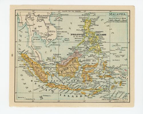 1911 Vintage Atlas Map Page - Japan on one side Malaysia on the other side - Picture 1 of 2