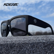KDEAM Polarized Black Frame Sports Sunglasses Men Outdoor Driving Square Goggles