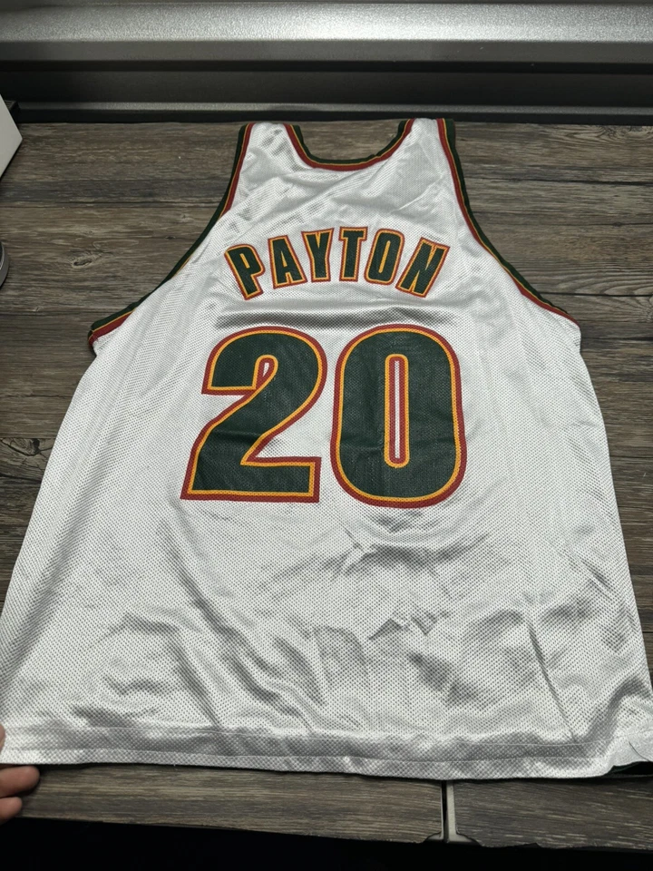 复古 Gary Payton Champion 西雅图 Sonics 篮球 NBA 球衣 尺寸 40 反向 — 第 3/4 张图片
